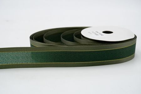 Зеленая и светло-зеленая двухцветная атласная лента с золотой подкладкой_K1773-505